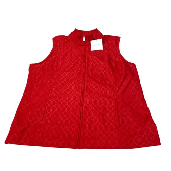 Croft Barrow Womens Fleece Vest Zip Mock Neck Size XL  Red -Retail: $36 - Picture 1 of 11